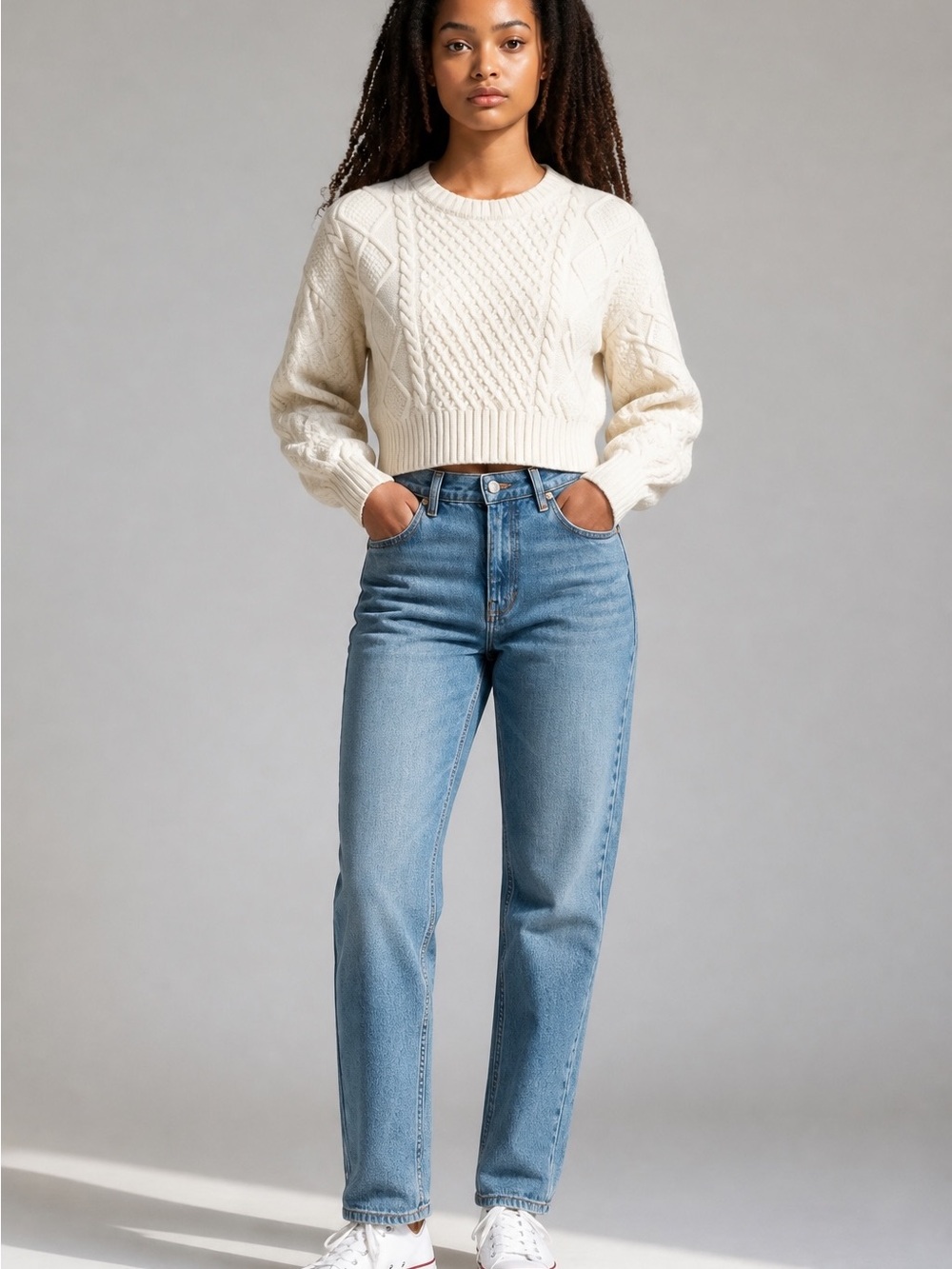 Sunday Best NWOT Thick Cropped Sweater Wool Blend Ivory